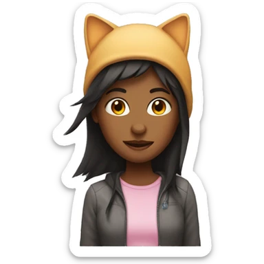 Girl with cat ear hat on sticker