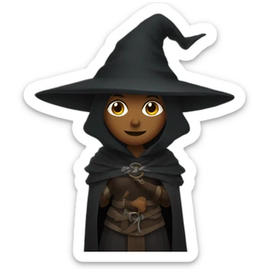 Witch in black, face covered, dressed in old viking clothes sticker