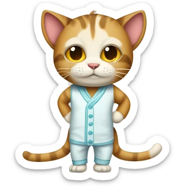 Cat with monkey pjs sticker