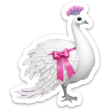 White peacock with pink ribbon sticker