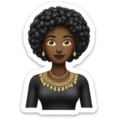 femme noire peruque lisse sticker