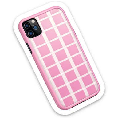 iPhone 16 with pink checkered phone case  sticker