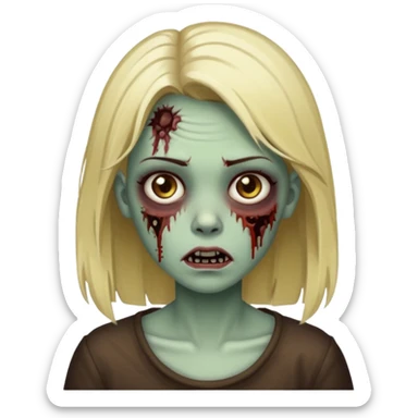 faça uma menian zumbi com o cabelo liso castanho escuro com algumas mechas loiras sticker