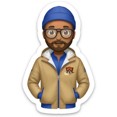 I need a weasel with beard and glasses in an adidas jacket sticker