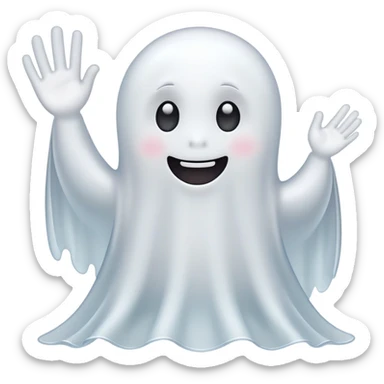 cute white ghost waving sticker