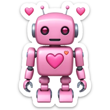 cute pink robot with hearts pink sticker