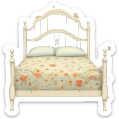 Vintage bed with flower design sticker