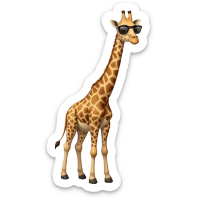 friendly anthropomorphised giraffe in casual clothing with a different color, wearing dark sunglasses, walking upright in relaxed pose sticker