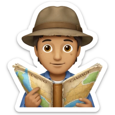 Man + hat + map,Jungle Explorers. sticker