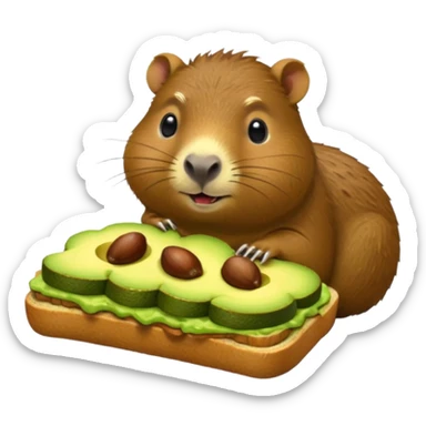 Capybara eating avocado toastc sticker