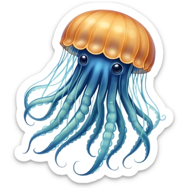 dangerous jellyfish with long stinging tentacles approaching a swimmer in the ocean sticker
