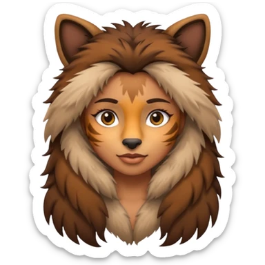 A girl that is half women and half wild animal sticker