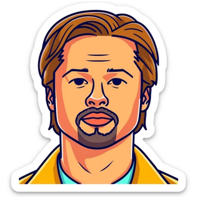 2022 Brad Pitt, best actor, celebrity hperrealistic, mirco-detailed, vibrant colors, 3D sticker design
 Must be 8k hd, 8000x8000px resolution. Must use very thin transparent smooth lines sticker