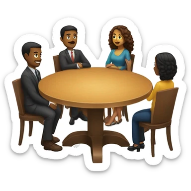 A round table with people sitting around it. They should be diverse in race and hair style sticker
