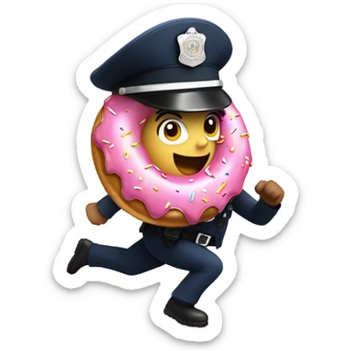 Cop running after donut  sticker