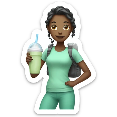 Protein shake girl drink mint clothes sticker