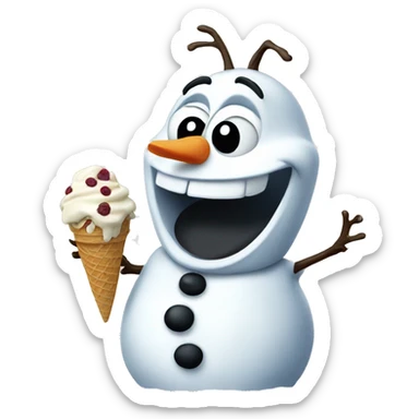 Olaf eating ice cream sticker