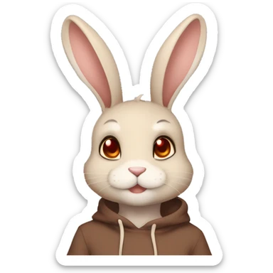 Cute, Anthro, Sona, Dark-Brown, Normal-type-Ground-type Tan-Rabbit-Fakémon with Dark-Red eyes, beige ears, beige belly, beige paws, beige feet, beige freckles, full body sticker