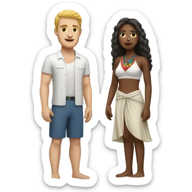 White man and Peruvian woman at the beach sticker