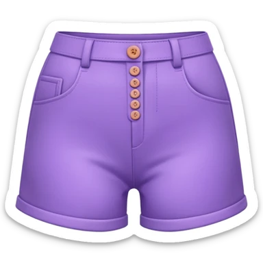 A 3D cartoon lavender-purple high-waist shorts with visible seams and buttons, soft shading, isolated plain background, Memoji-style. sticker
