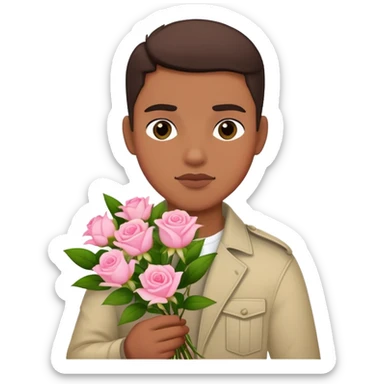 The bad boy is holding a bouquet of pink jasmine roses sticker