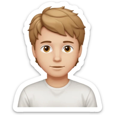Rapaz jovem com cabelo castanho claro ondulado e curto sticker
