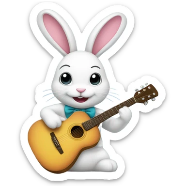 A bunnie wearing a bow and playing the guitar sticker