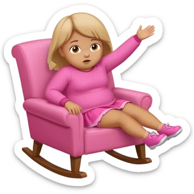 Little Girl fat but not too fat falling off chair with pink clothes on sticker
