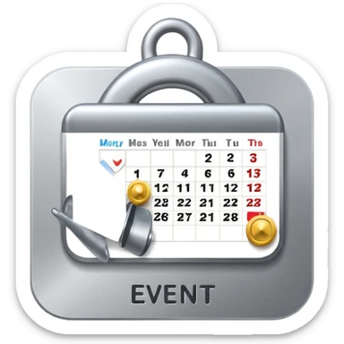 event notification icon, iPhone system icon style, calendar and bell with notification badge, minimal, modern, app UI sticker
