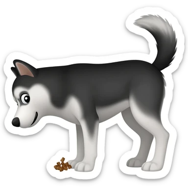 pes husky dělá hovínko sticker