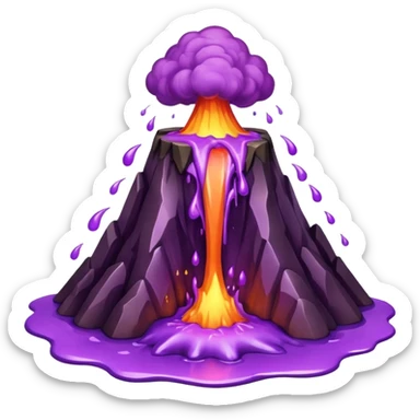 A volcano errupting only with a pure purple liquid sticker