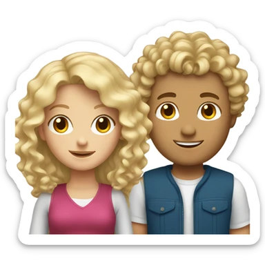 blonde girl and white guy with curly hair sticker