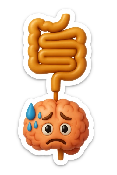 emoji 3d stile iphone di intestino e cervello stressato collegati verticalmente 3d sticker