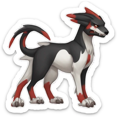 Black Cool Edgy Sergal-Houndoom-Fakémon  with White and Red Edgy markings sticker