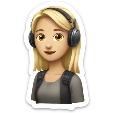 european girl with headphones sticker