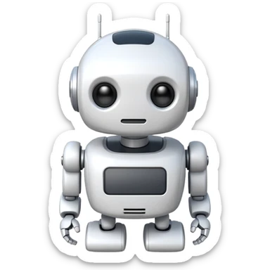 robot old cartoon simple toy white innocent round adorable sticker