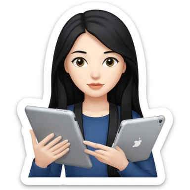 ESTUDIANTE CON IPAD mujer cabello largo sticker