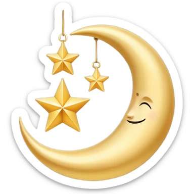 Star and Crescent emoji with black background and no face only star and crescent. sticker
