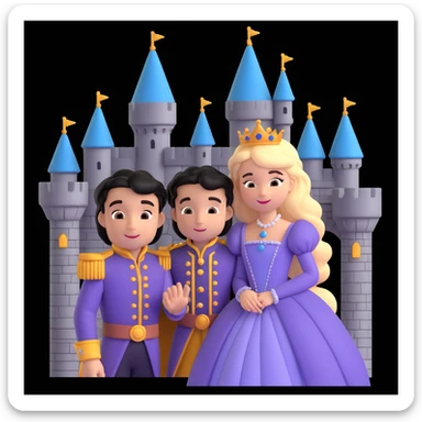 prince and princess disny dress close up photo in castle sticker