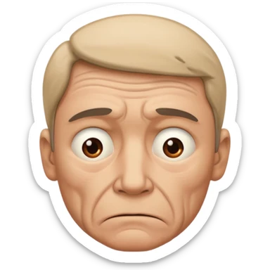 Make a sad face that has a body which is a man sticker