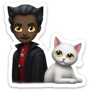 vampire and a cat chilling sticker