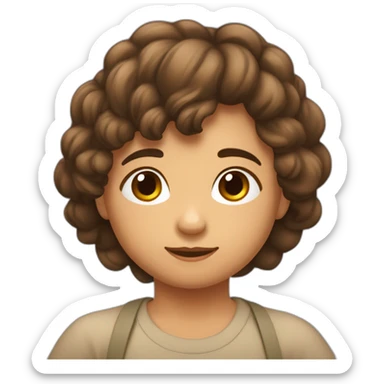 Niño cabello crespo de 4 años cara redonda  piel mestizo sticker