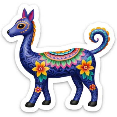 Mexican alebrije with intricate patterns and bright colors sticker