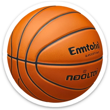 shiny bronze basketball with orange seams, metallic bronze material, reflective copper-brown surface sticker