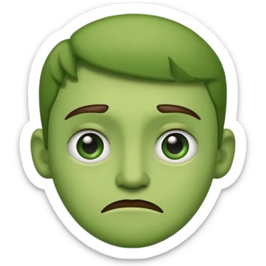 Can you make a green faced emoji giving a side eye with a frown. gelous sticker