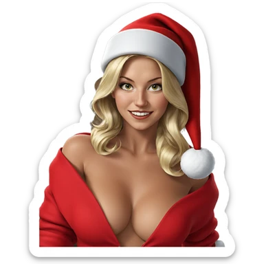 blonde girl in santa hat sticker