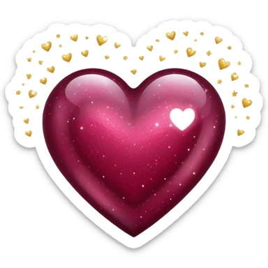 Burgundy heart sparkle inside the sticker