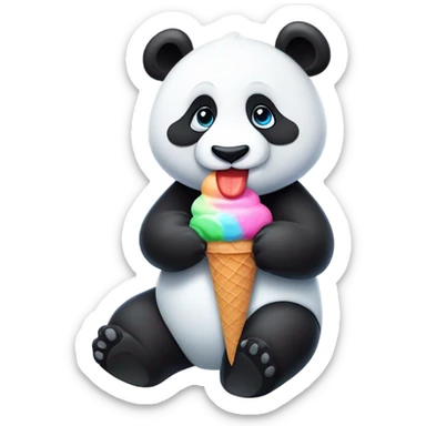 Panda eating ice cream sticker