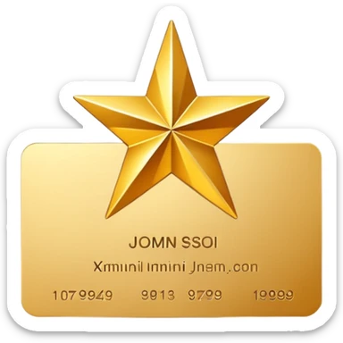 business card with a star symbol sticker