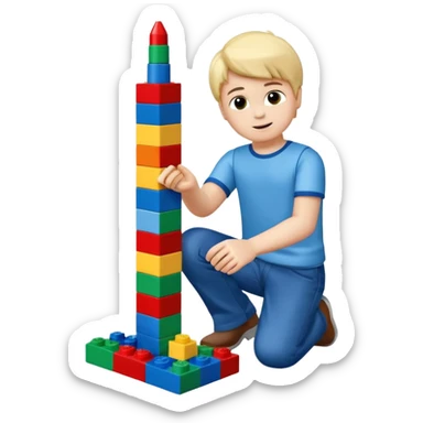 boy playing with legos full body sticker